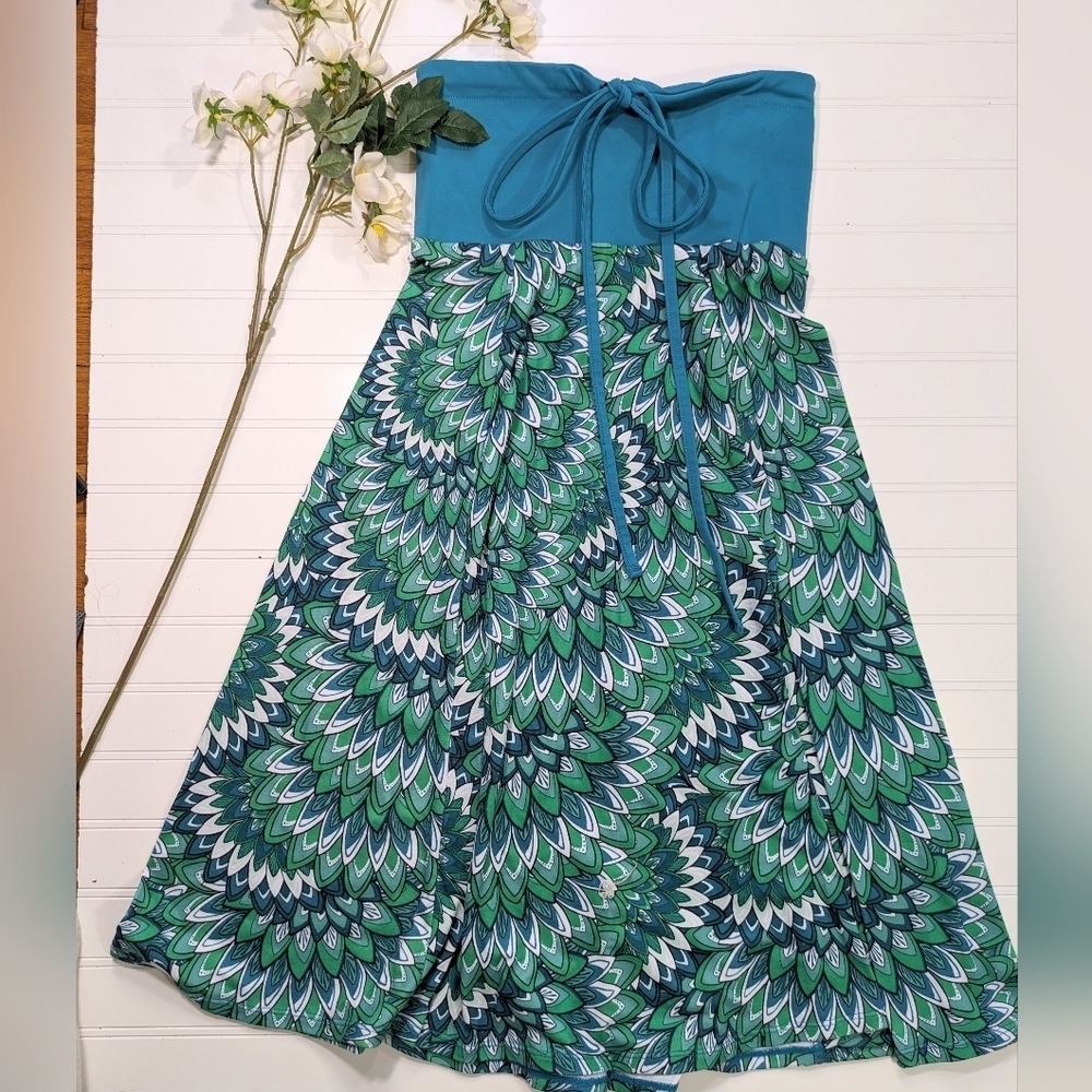 Prana Teal Packable Strapless Dress